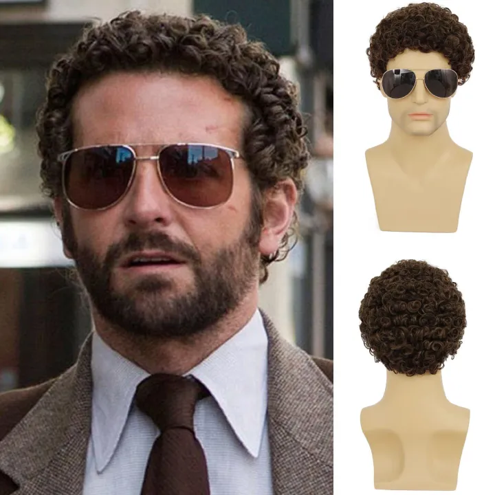 Men's Wig Small Curly Hair Brown Mechanism Fashionable Short Head Cover Wig