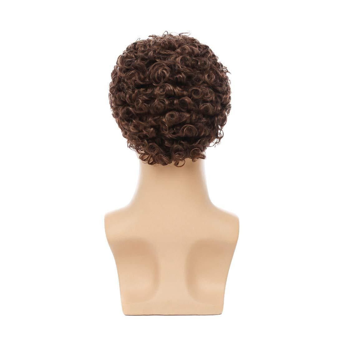 Men's Wig Small Curly Hair Brown Mechanism Fashionable Short Head Cover Wig