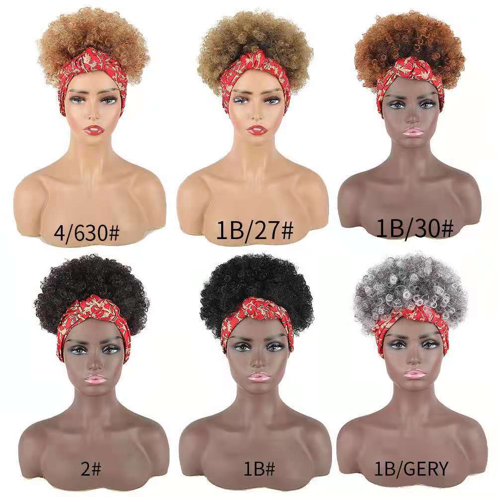 Wig Multi-Color Hair Towel Small Roll Head Short Curly Hair Synthetic Headband Wig