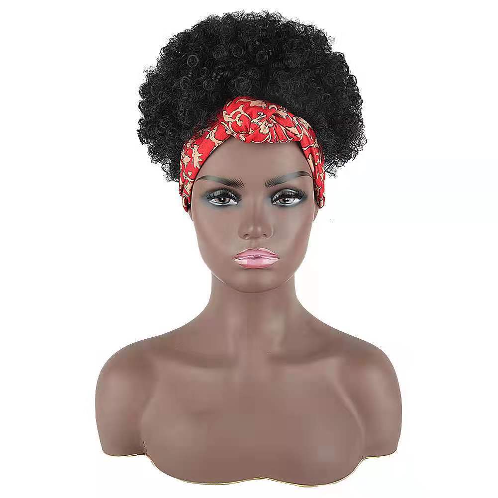Wig Multi-Color Hair Towel Small Roll Head Short Curly Hair Synthetic Headband Wig