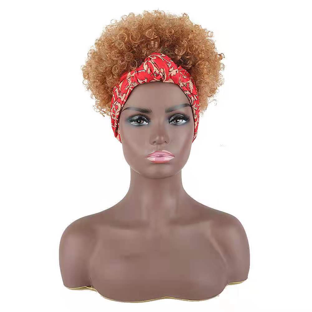 Wig Multi-Color Hair Towel Small Roll Head Short Curly Hair Synthetic Headband Wig