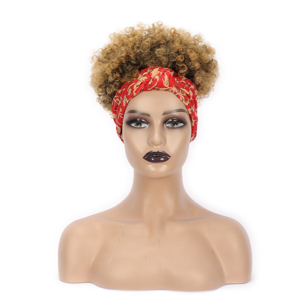 Wig Multi-Color Hair Towel Small Roll Head Short Curly Hair Synthetic Headband Wig