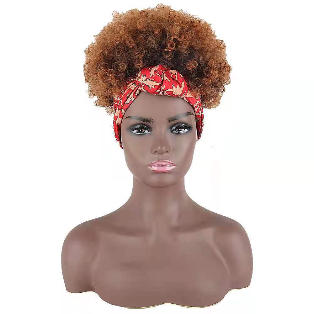 Wig Multi-Color Hair Towel Small Roll Head Short Curly Hair Synthetic Headband Wig