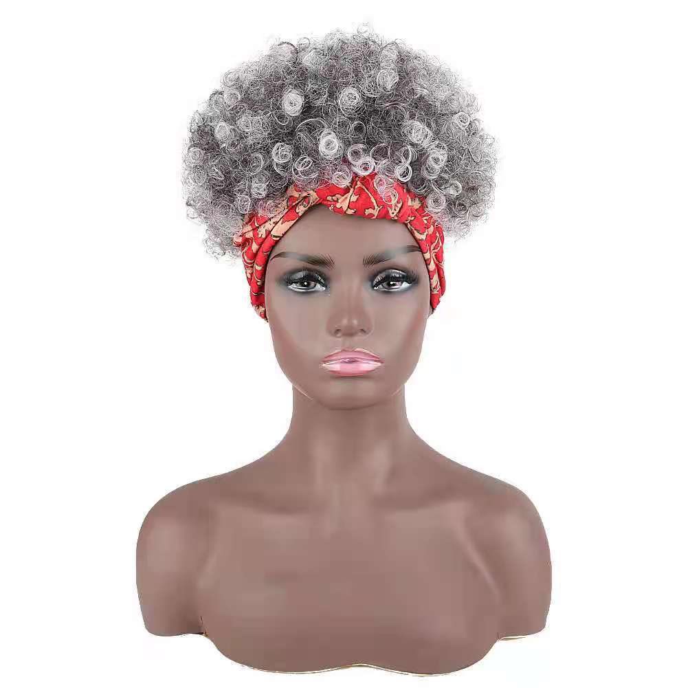 Wig Multi-Color Hair Towel Small Roll Head Short Curly Hair Synthetic Headband Wig