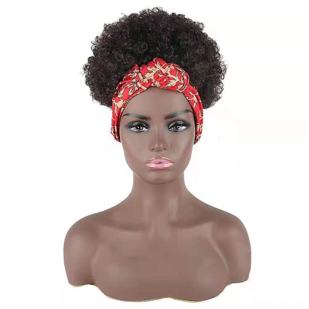Wig Multi-Color Hair Towel Small Roll Head Short Curly Hair Synthetic Headband Wig