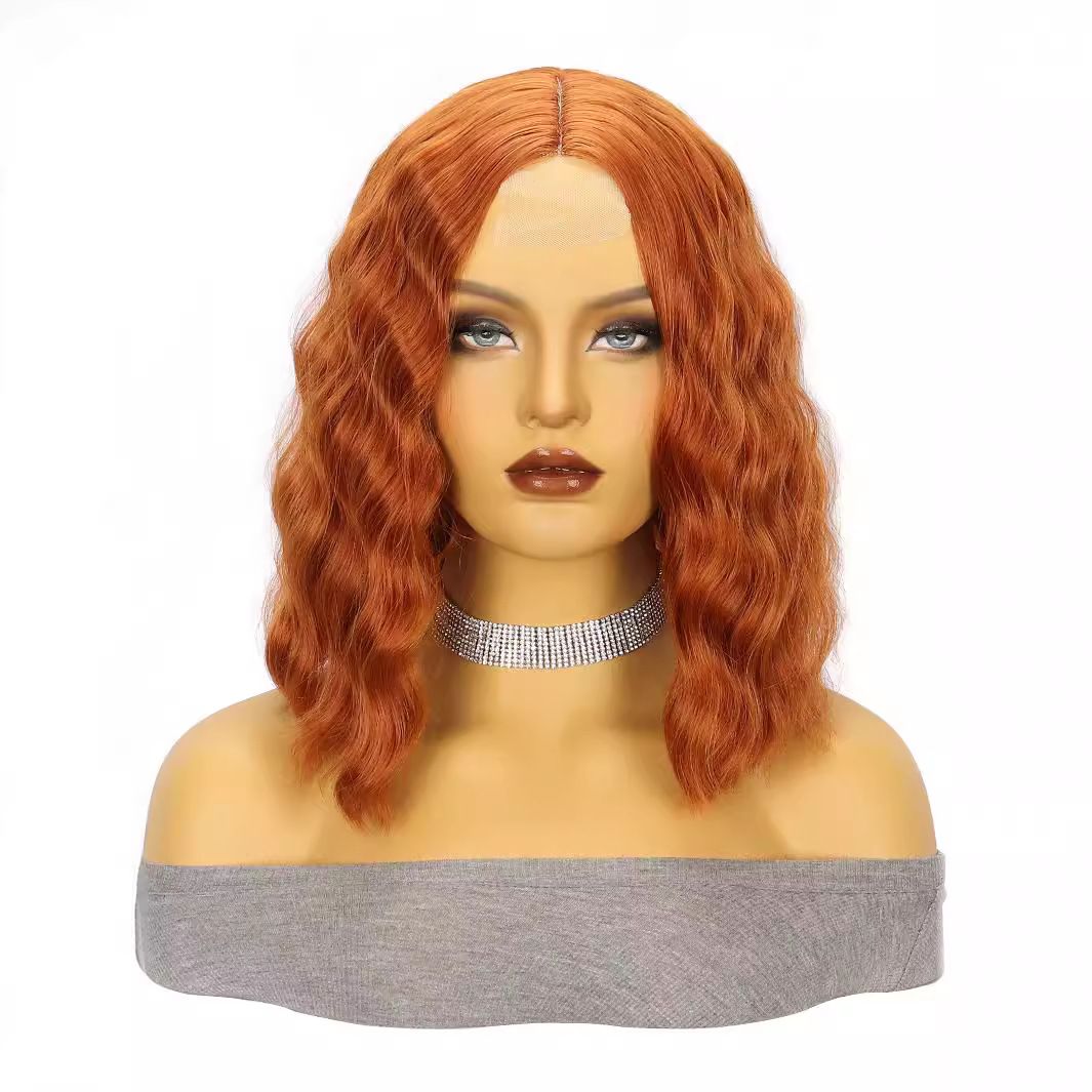 Lace Wig For Women Orange Short Curly Hair Big Waves Small Lace Headband Wig