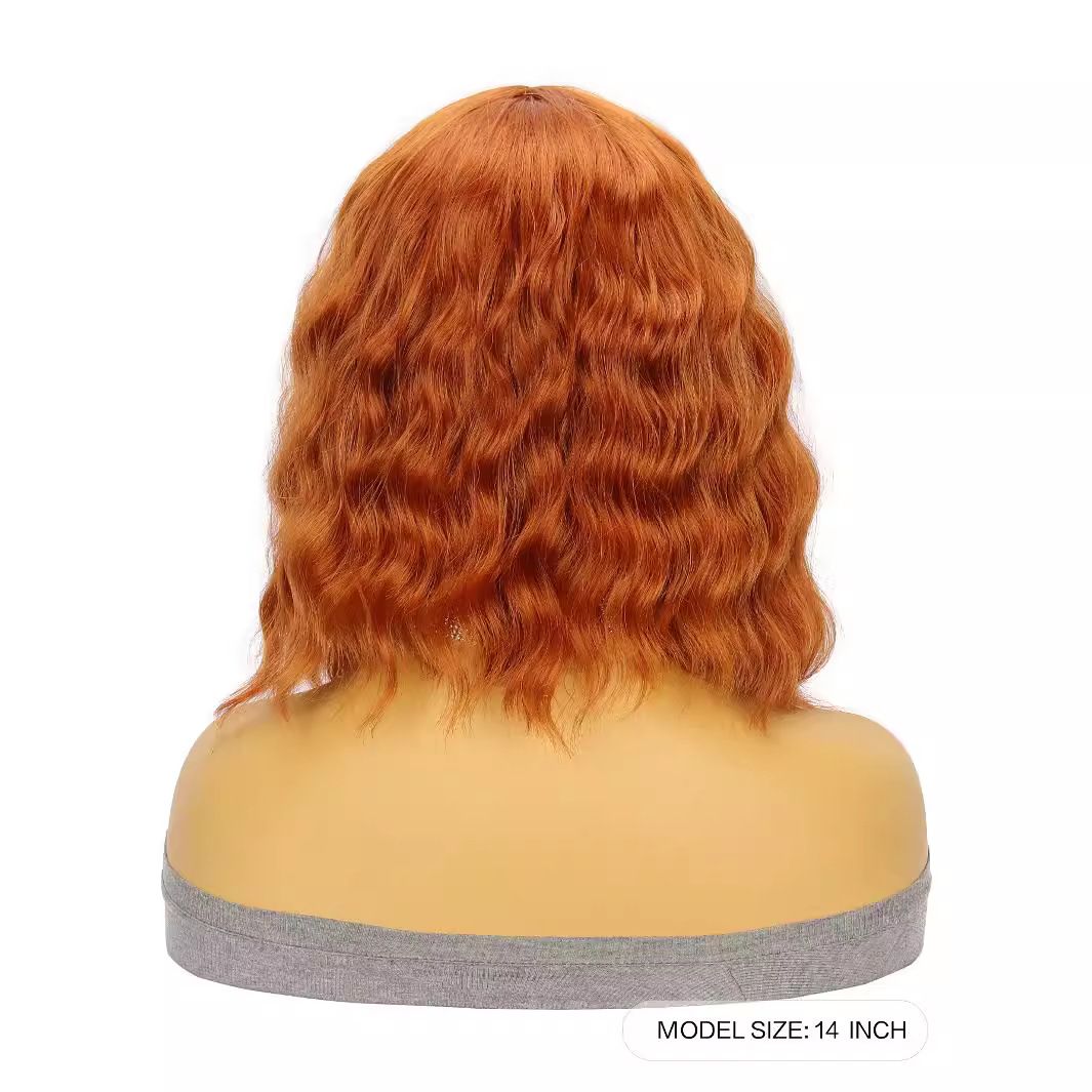 Lace Wig For Women Orange Short Curly Hair Big Waves Small Lace Headband Wig