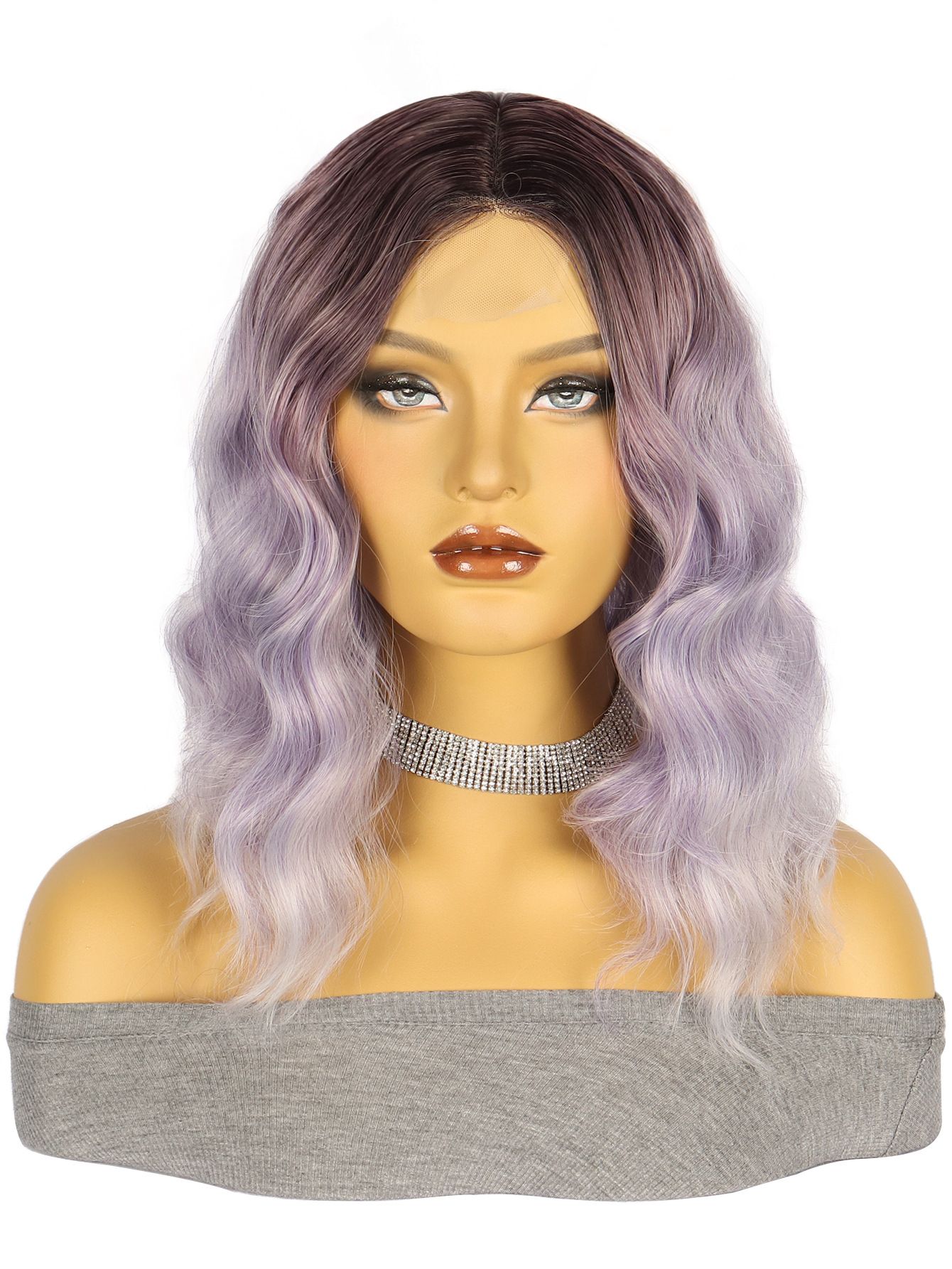 Wig Lace Black Medium Length Short Curly Hair High-Temperature Silk Synthetic Headband Wig