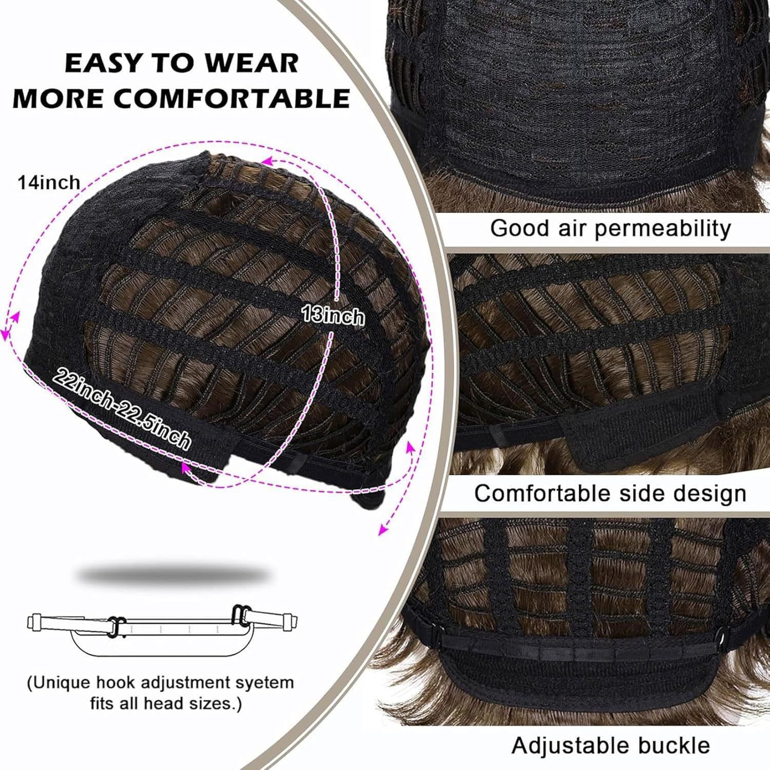 Wig Men's Gray Mid Split Short Curly Hair Fashionable High-Temperature Silk Synthetic Headband