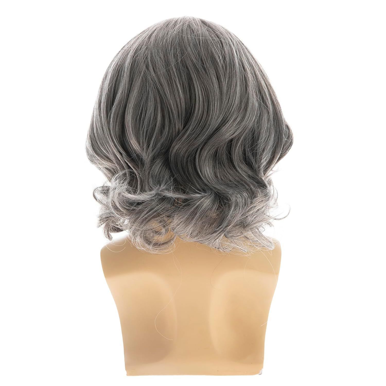 Wig Men's Gray Mid Split Short Curly Hair Fashionable High-Temperature Silk Synthetic Headband