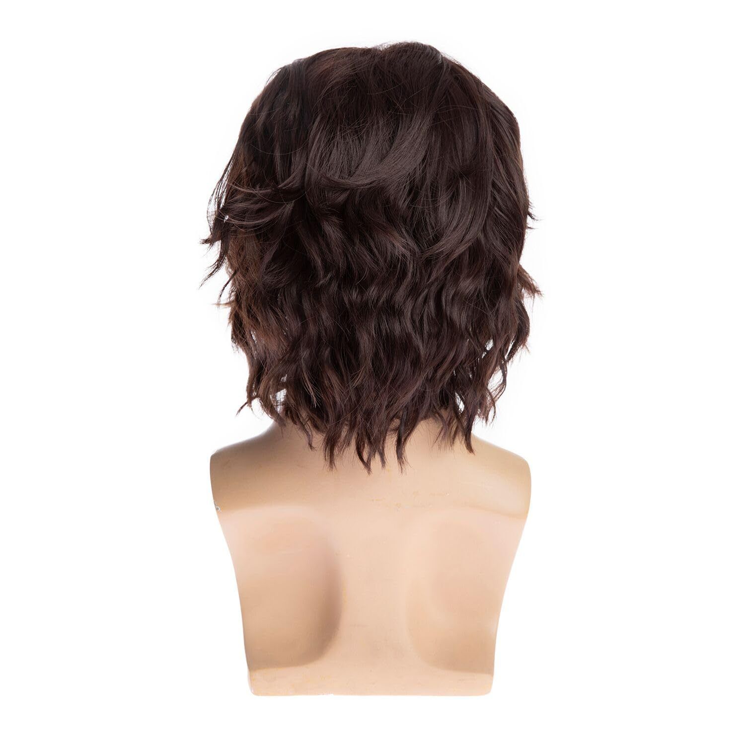Fashionable Wig For Men With Short Hair And Slightly Curled Styling Dark Brown Short Curly Hair Headband