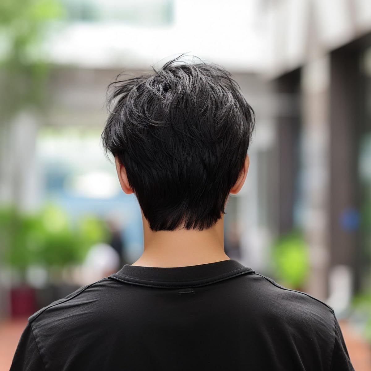 Wig For Men Black Short Straight Fashionable Synthetic Headband High-Temperature Silk Wig