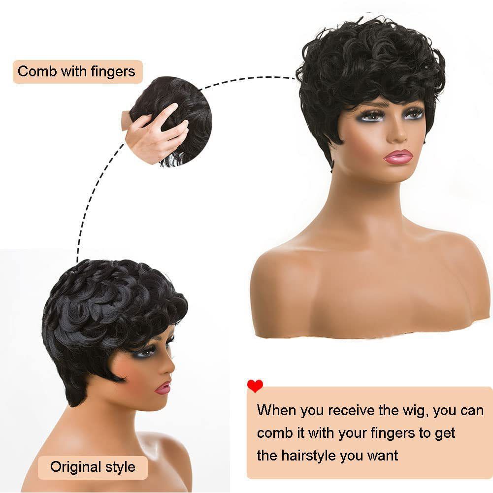 Short Wavy Wig Human Hair Fashionable And Comfortable Real Hair