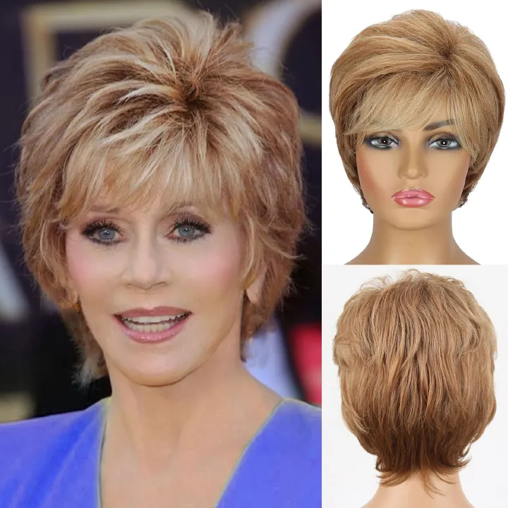 Women's Fashionable Synthetic Wig Brown With Short Straight Hair And High Temperature Silk Headband Wig