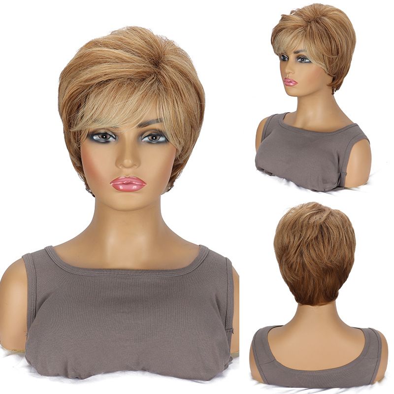Women's Fashionable Synthetic Wig Brown With Short Straight Hair And High Temperature Silk Headband Wig