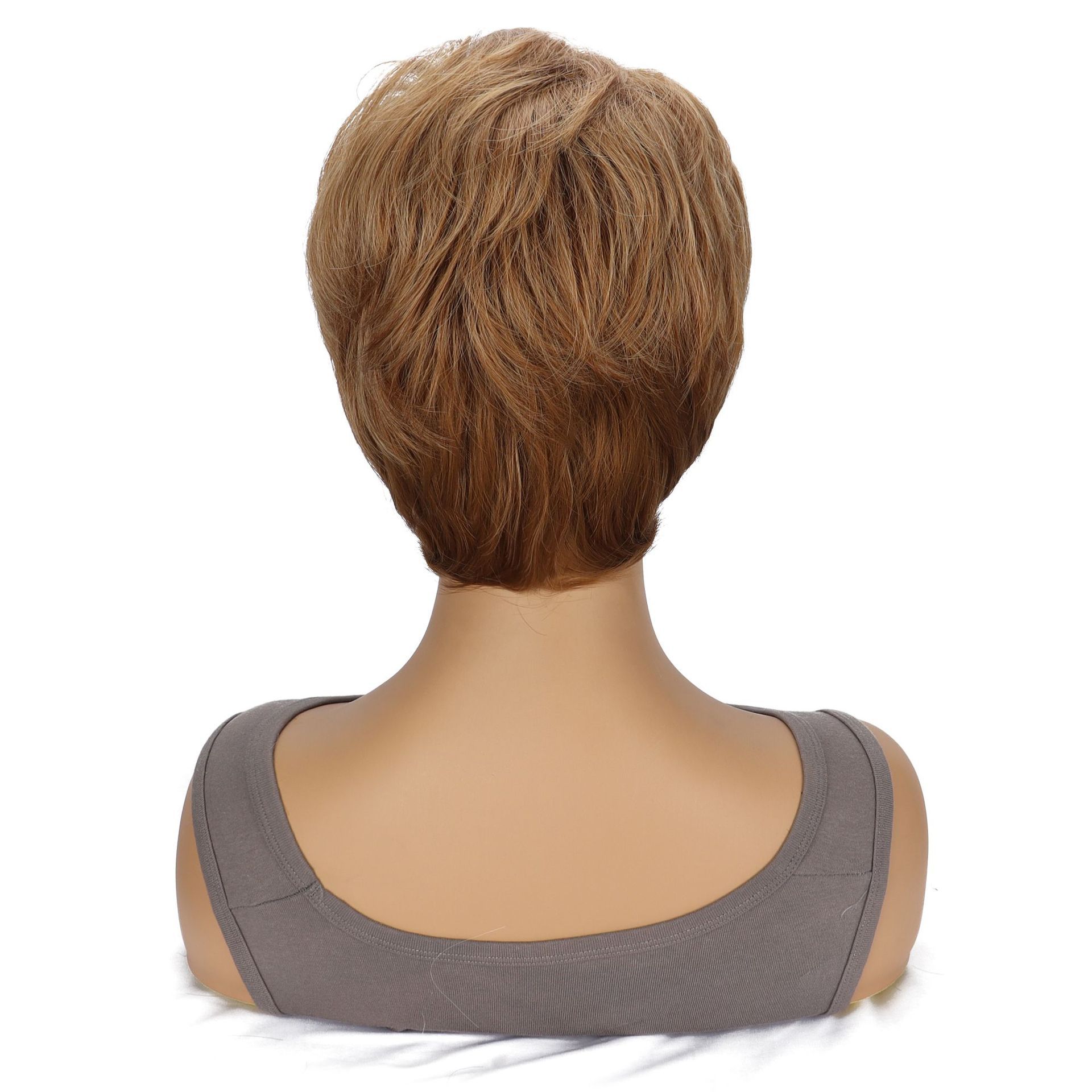 Women's Fashionable Synthetic Wig Brown With Short Straight Hair And High Temperature Silk Headband Wig