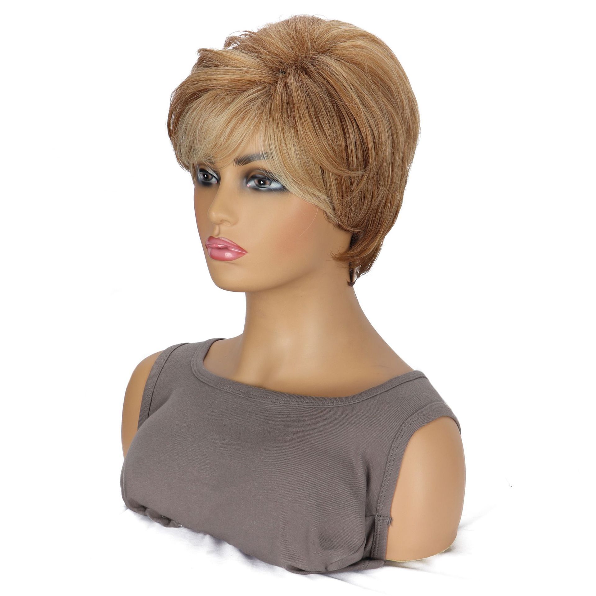 Women's Fashionable Synthetic Wig Brown With Short Straight Hair And High Temperature Silk Headband Wig