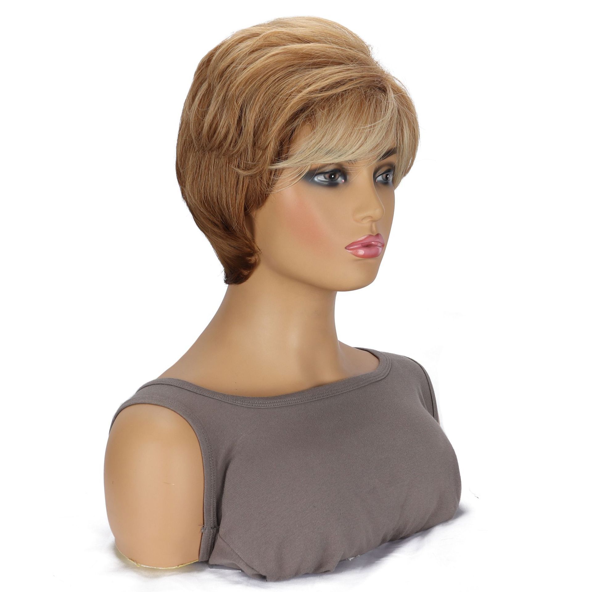 Women's Fashionable Synthetic Wig Brown With Short Straight Hair And High Temperature Silk Headband Wig