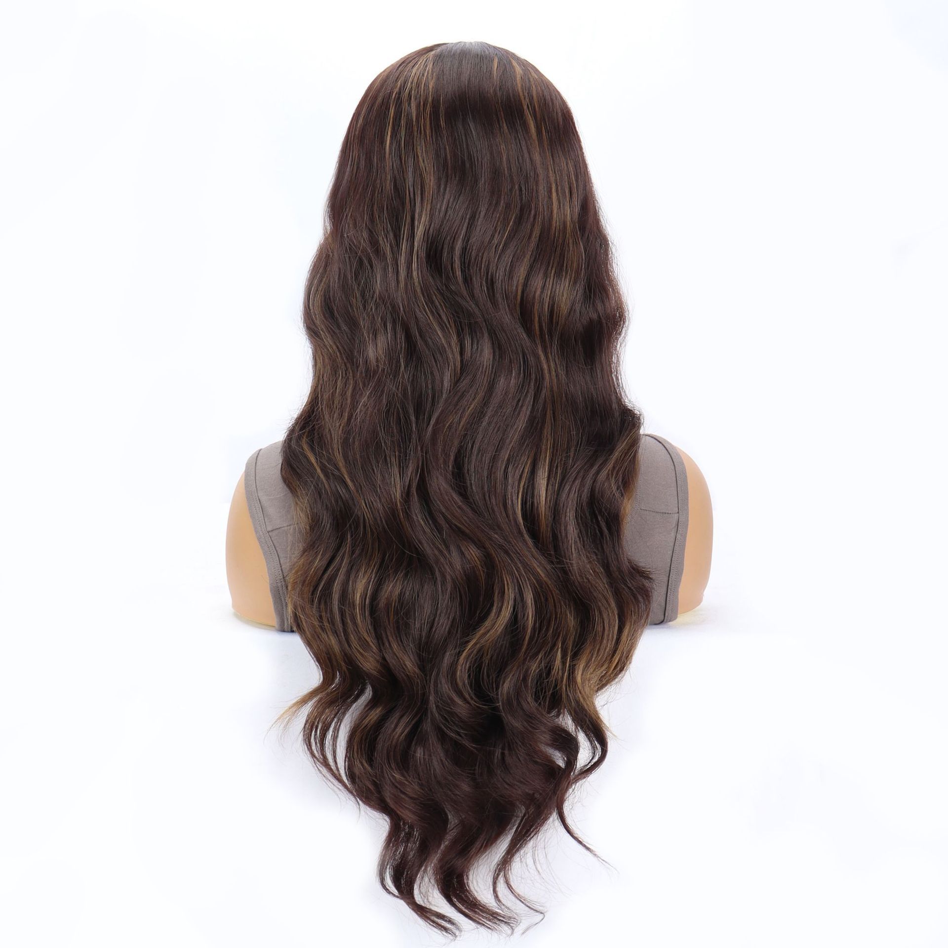 Women's Front Lace Synthetic Wig Brown Dyed Long Curly Hair Small Lace Headband Wigs