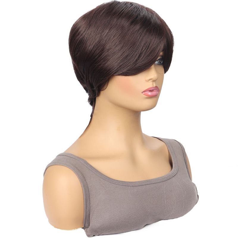 Women's Fashionable Synthetic Wig Brown With Short Straight Hair And High Temperature Silk Headband Wig