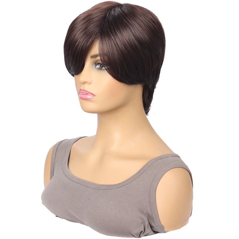 Women's Fashionable Synthetic Wig Brown With Short Straight Hair And High Temperature Silk Headband Wig