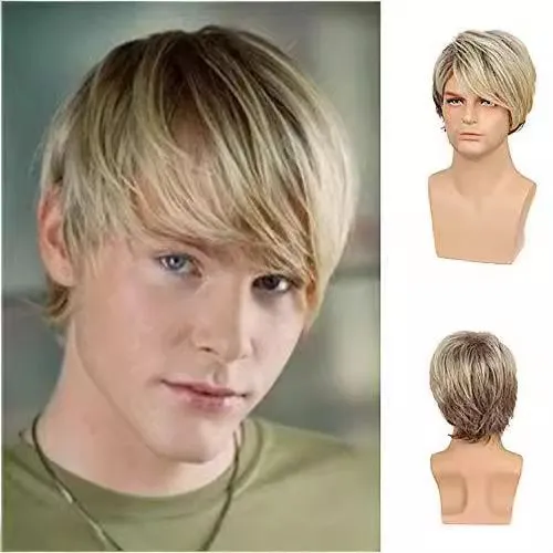 Men's Wig Brown With Short Straight Hair And Synthetic Headband Wigs