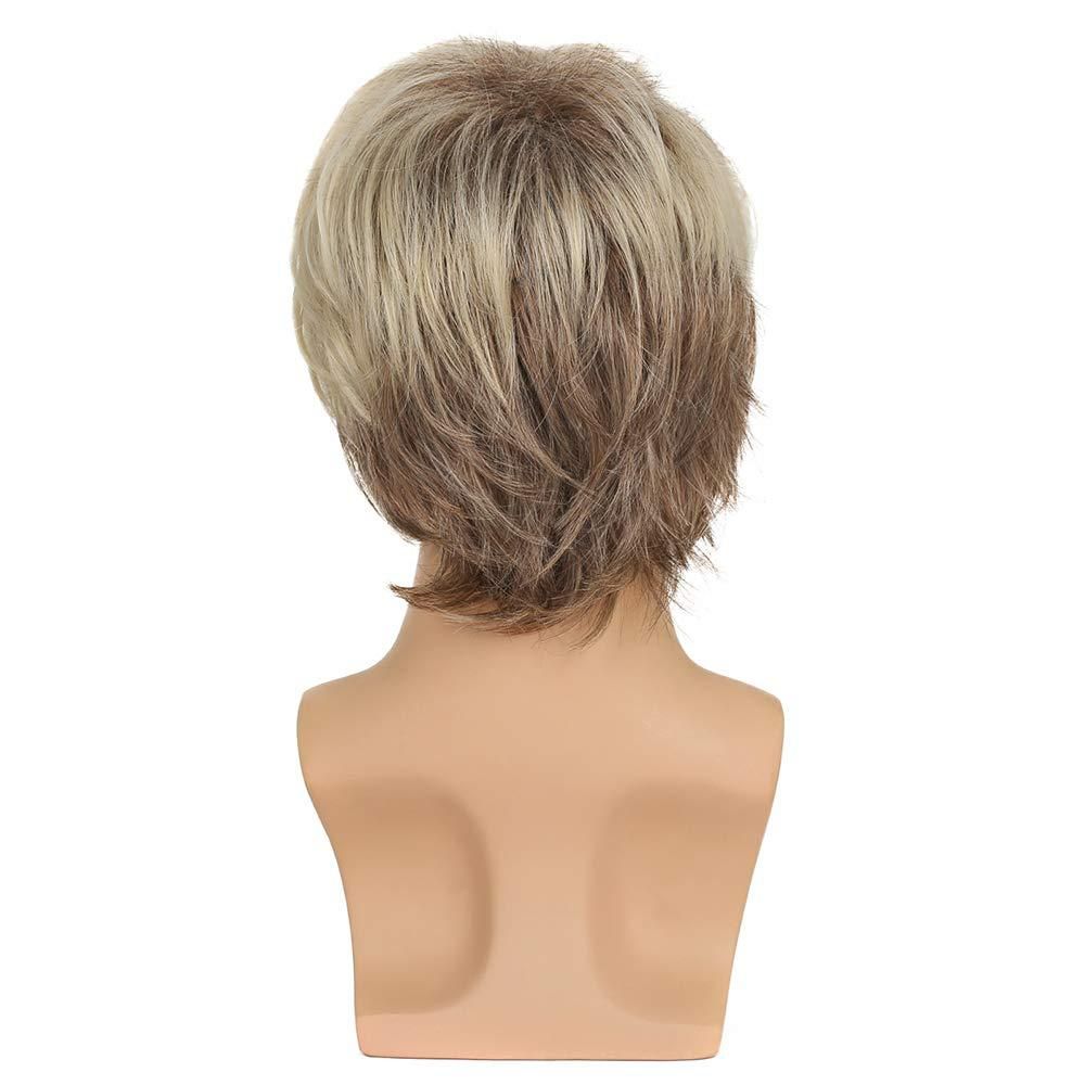 Men's Wig Brown With Short Straight Hair And Synthetic Headband Wigs