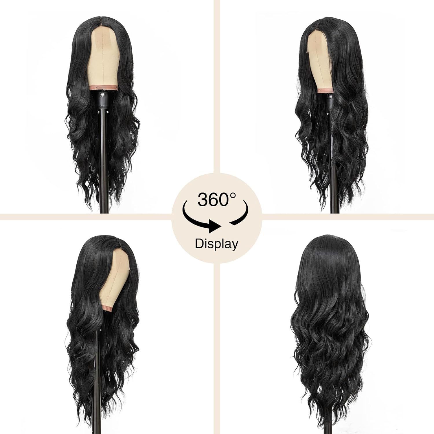 Wig Women's Small Lace Black Medium Split Long Curly Hair Big Wave Synthetic Headband Wig