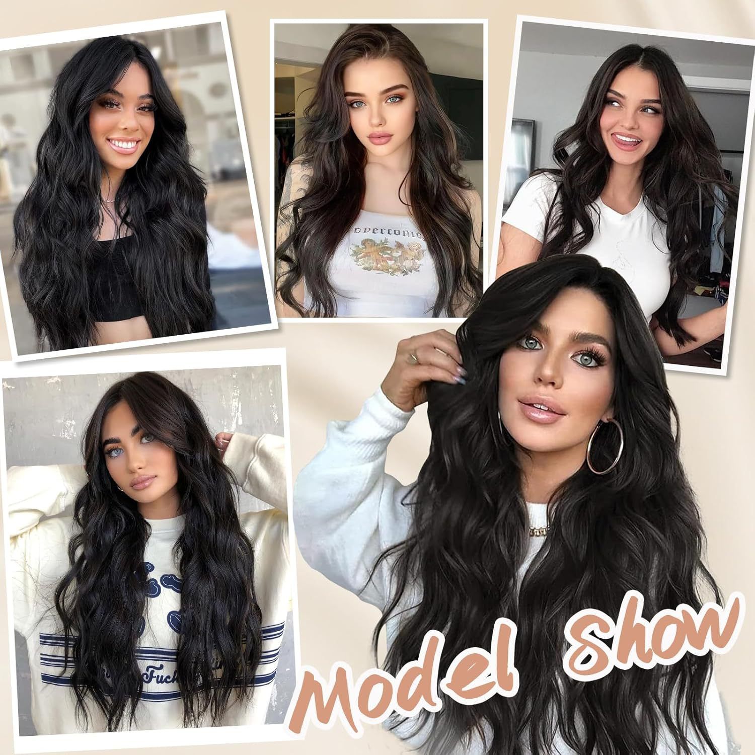 Wig Women's Small Lace Black Medium Split Long Curly Hair Big Wave Synthetic Headband Wig