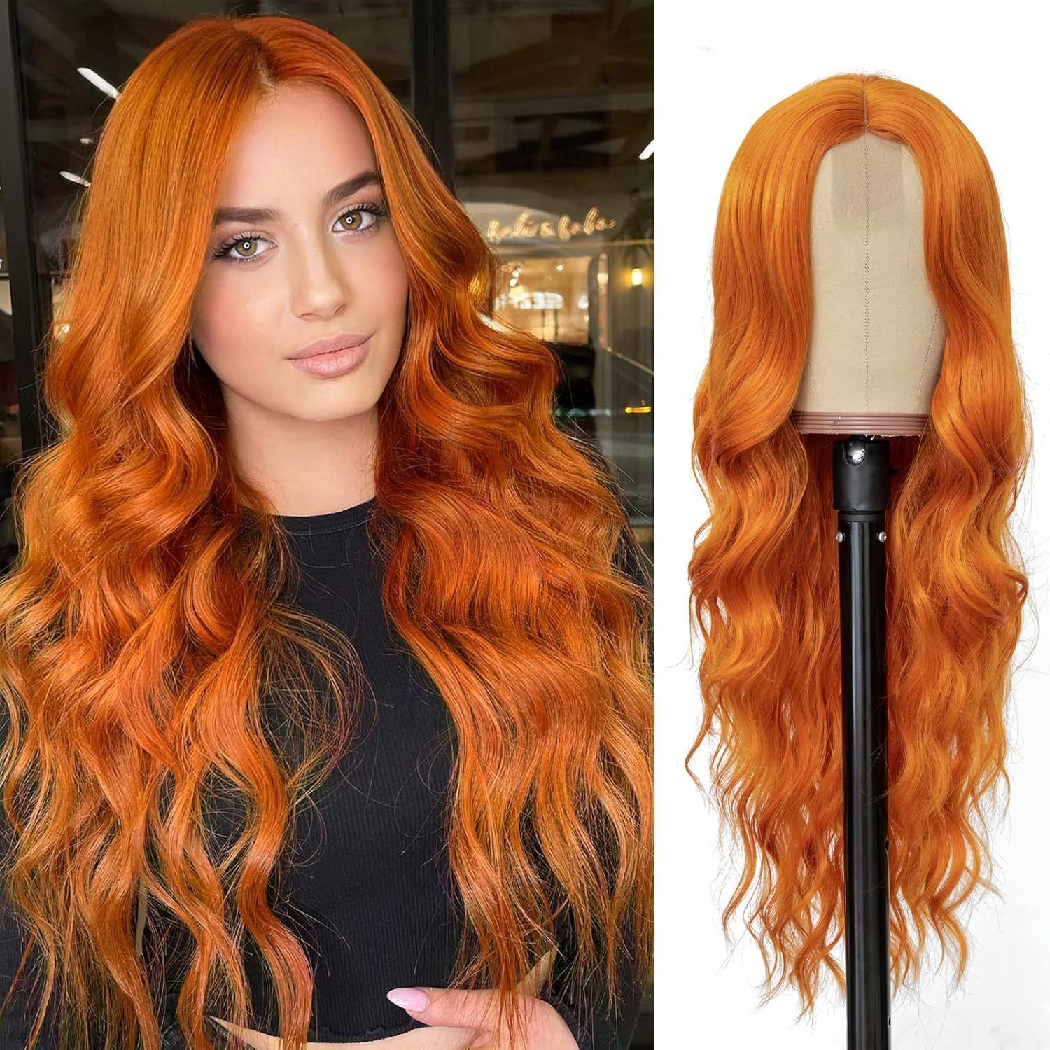 Wig Women's Small Lace Black Medium Split Long Curly Hair Big Wave Synthetic Headband Wig