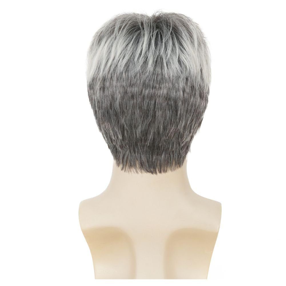Wig Men's Grey Layered Short Headband Men's Synthetic Wig