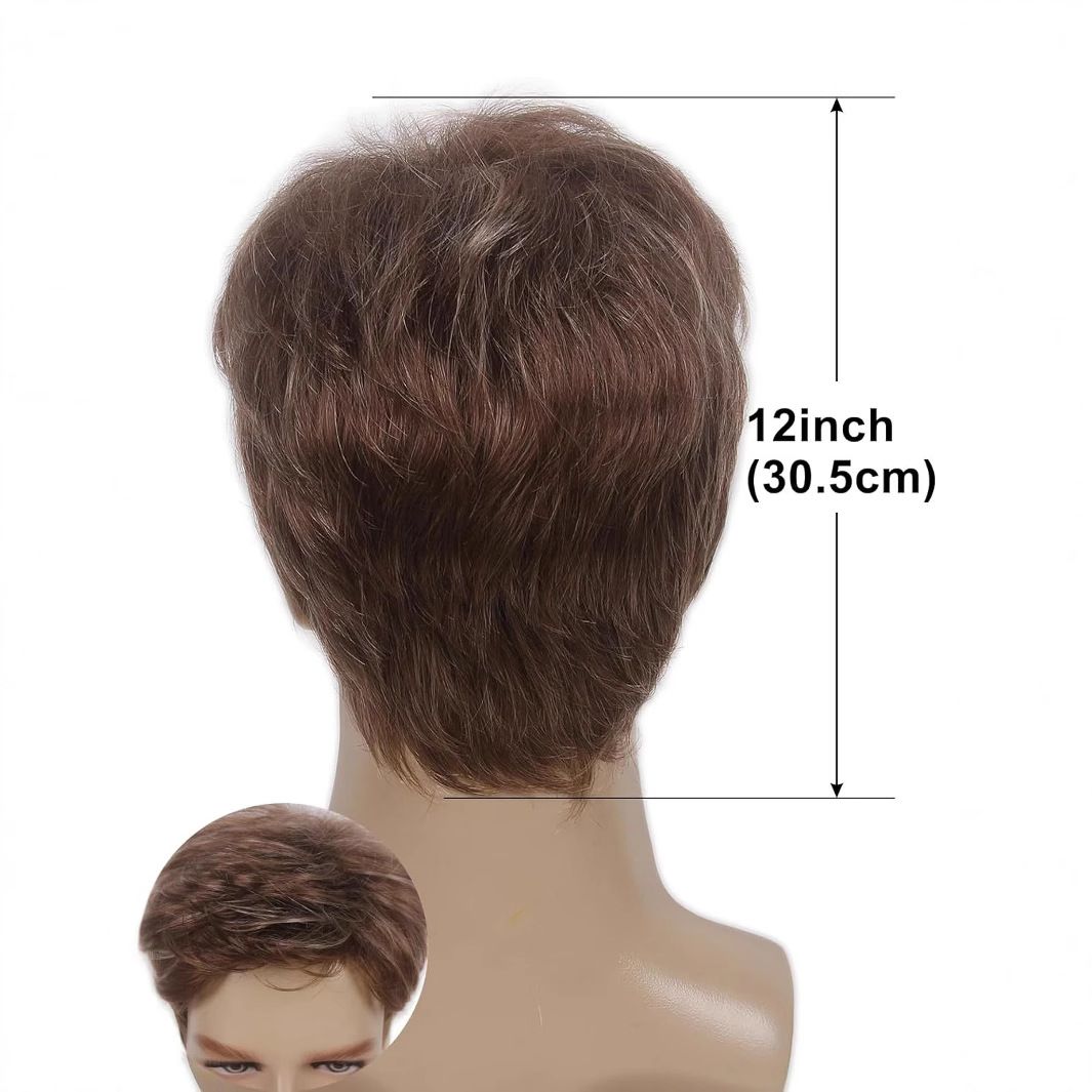 Wig Men's Fashionable Realistic Natural And Handsome High-Temperature Silk Short Wig Headband Brown Wig