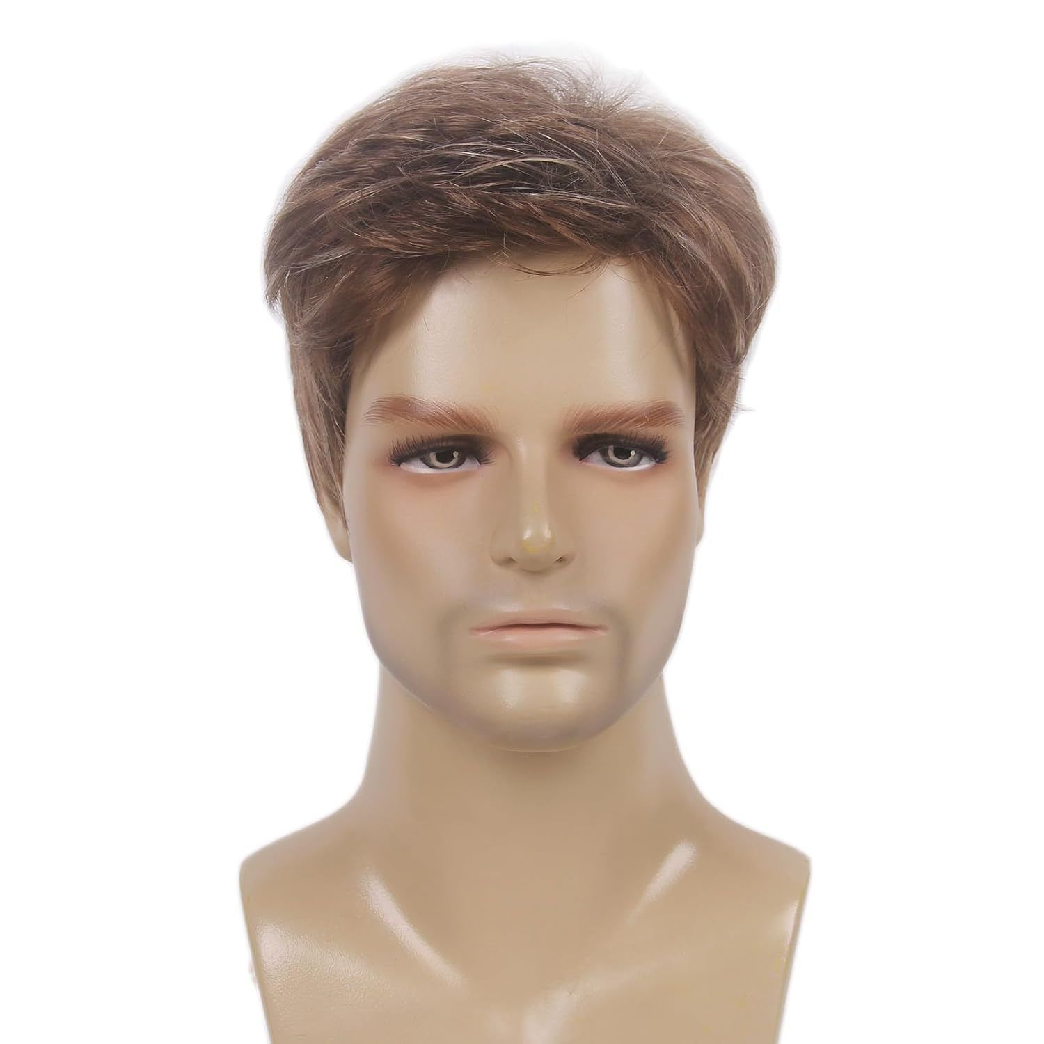 Wig Men's Fashionable Realistic Natural And Handsome High-Temperature Silk Short Wig Headband Brown Wig