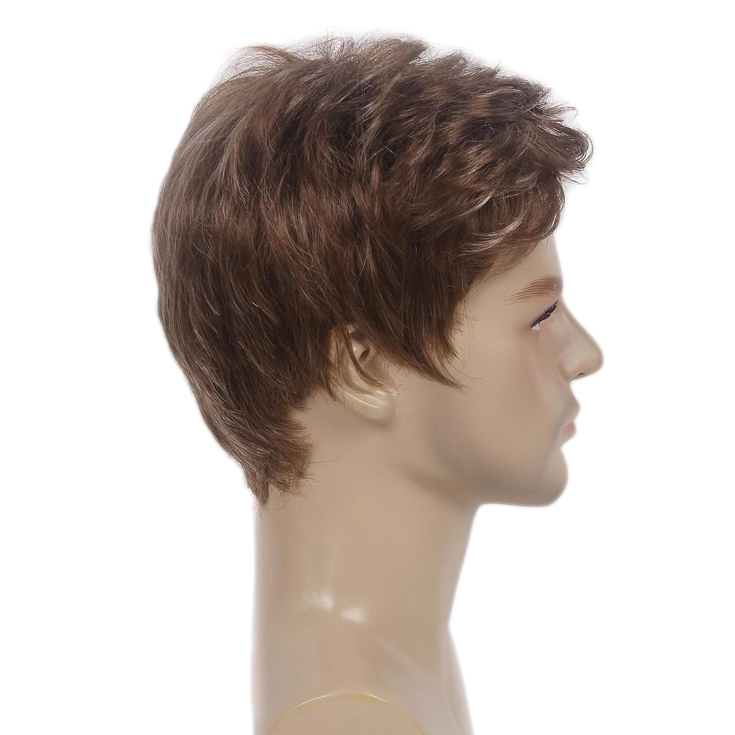 Wig Men's Fashionable Realistic Natural And Handsome High-Temperature Silk Short Wig Headband Brown Wig