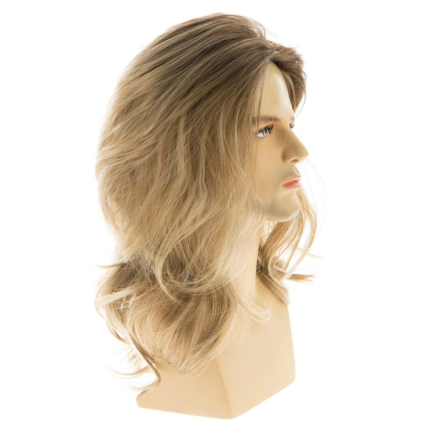 Wig Men's Brown Gradient Long Curly Hair Fashionable Men's Wig Cover