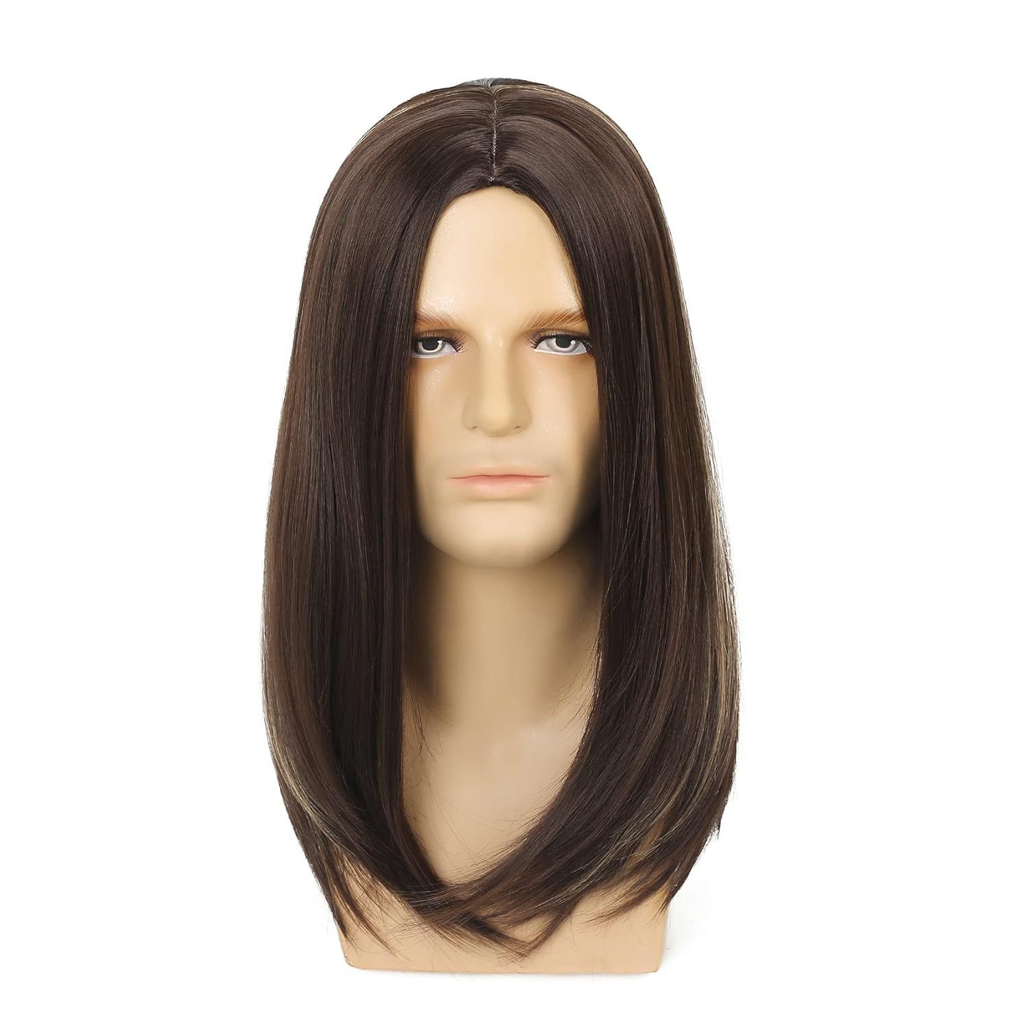 Wig Men's Black Medium Split Long Straight Hair Fashion Men's Wig Cover Available In Multiple Colors
