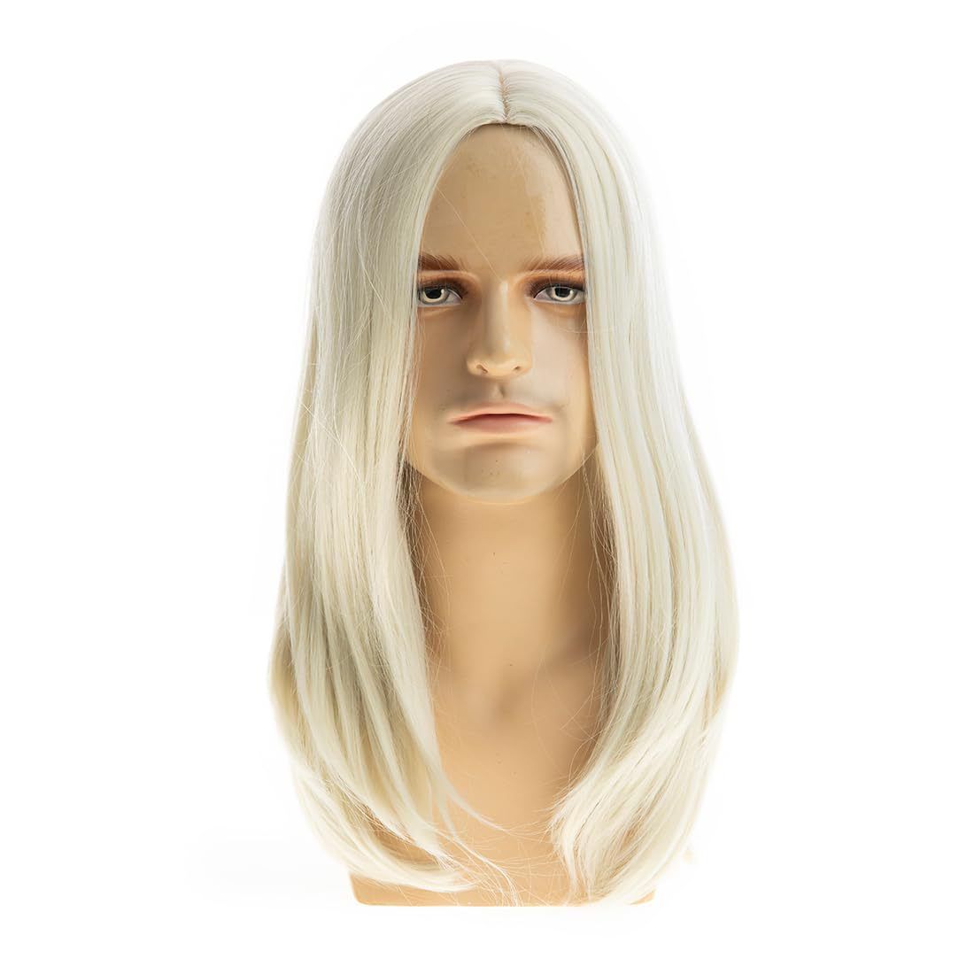Wig Men's Black Medium Split Long Straight Hair Fashion Men's Wig Cover Available In Multiple Colors