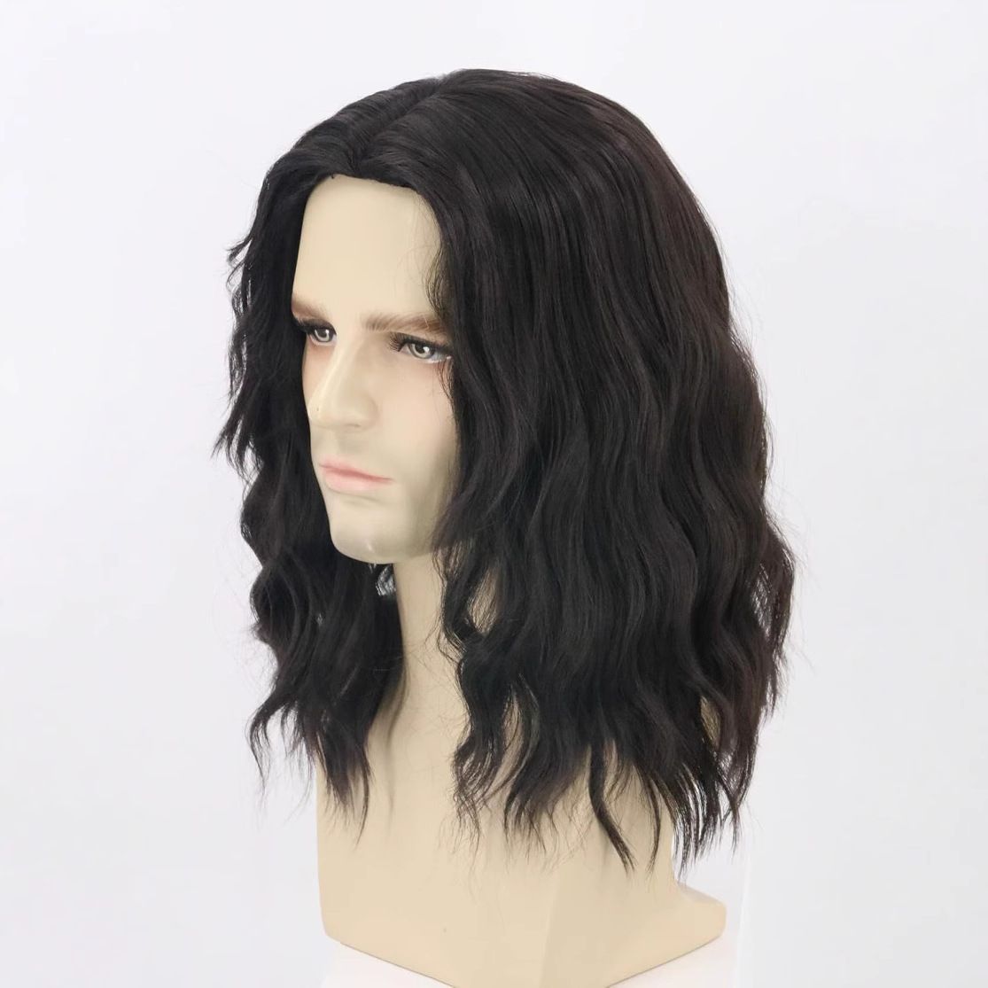 Wig For Men Short Curly Hair Water Ripple Synthetic Headband Rose Net Wig