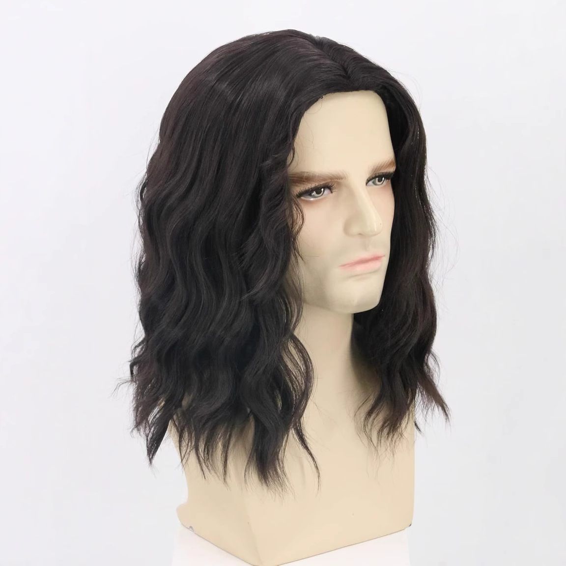Wig For Men Short Curly Hair Water Ripple Synthetic Headband Rose Net Wig