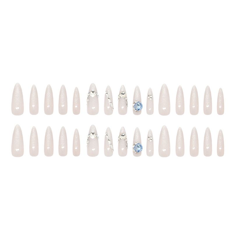 Handmade Long Sparkling Moonlight Cat Eye Blue Diamond Fashionable And Sweet Temperament Wearable And Detachable Nail Slices