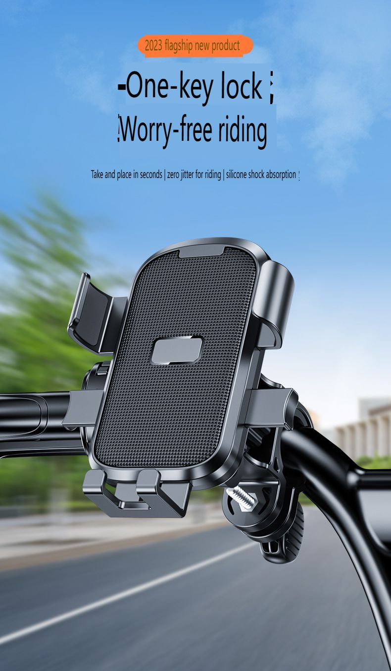 New Hooked Electric Vehicle Mobile Phone Stand Bicycle Motorcycle Adjustable Stable Universal Riding Stand