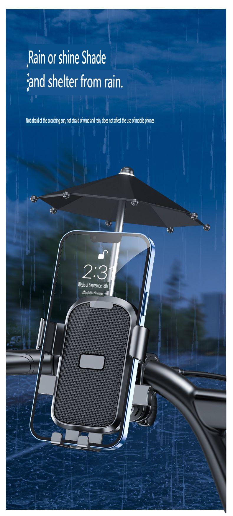 New Hooked Electric Vehicle Mobile Phone Stand Bicycle Motorcycle Adjustable Stable Universal Riding Stand