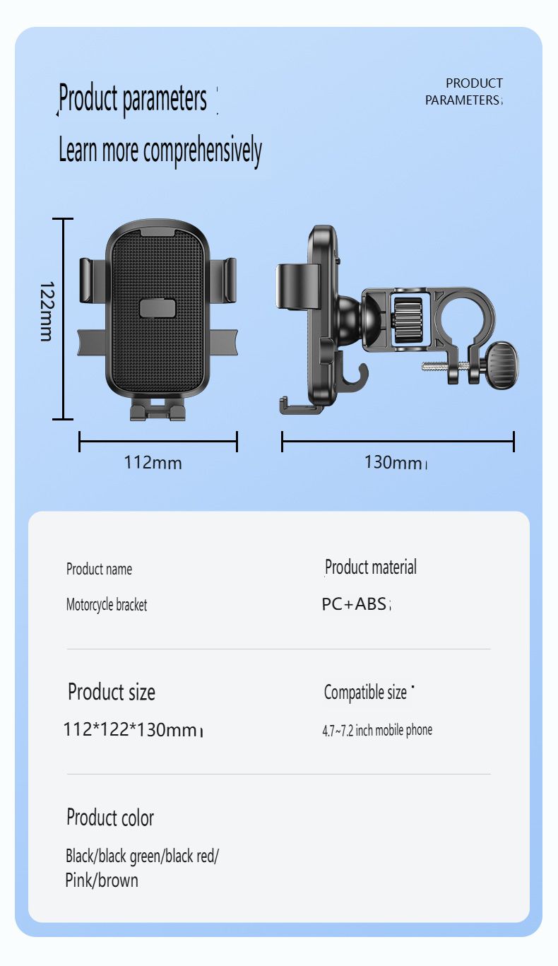 New Hooked Electric Vehicle Mobile Phone Stand Bicycle Motorcycle Adjustable Stable Universal Riding Stand