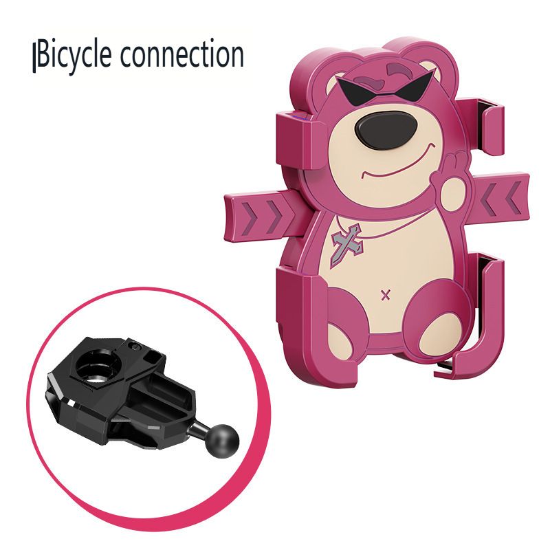 Cartoon Little Pink Bear Car Phone Holder Battery Car Phone Holder Fixed Buckle Type