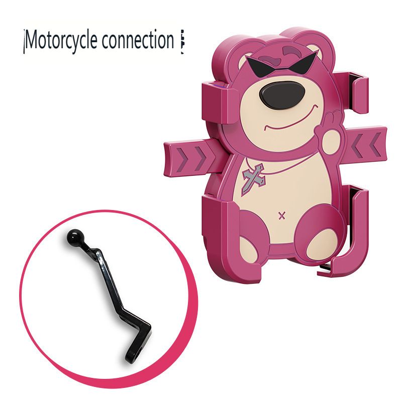 Cartoon Little Pink Bear Car Phone Holder Battery Car Phone Holder Fixed Buckle Type