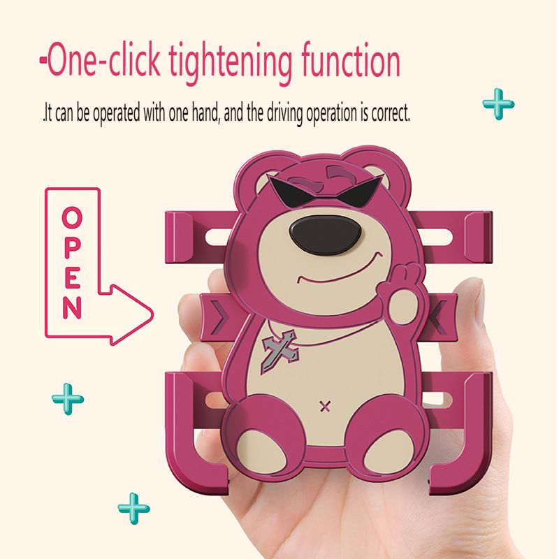 Cartoon Little Pink Bear Car Phone Holder Battery Car Phone Holder Fixed Buckle Type