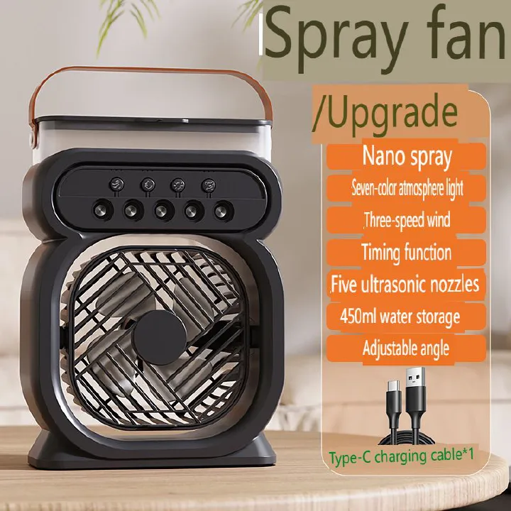 2025 New Enlarged Mini Humidifier USB Spray Fan Watering Outdoor Portable Office Angle Adjustable