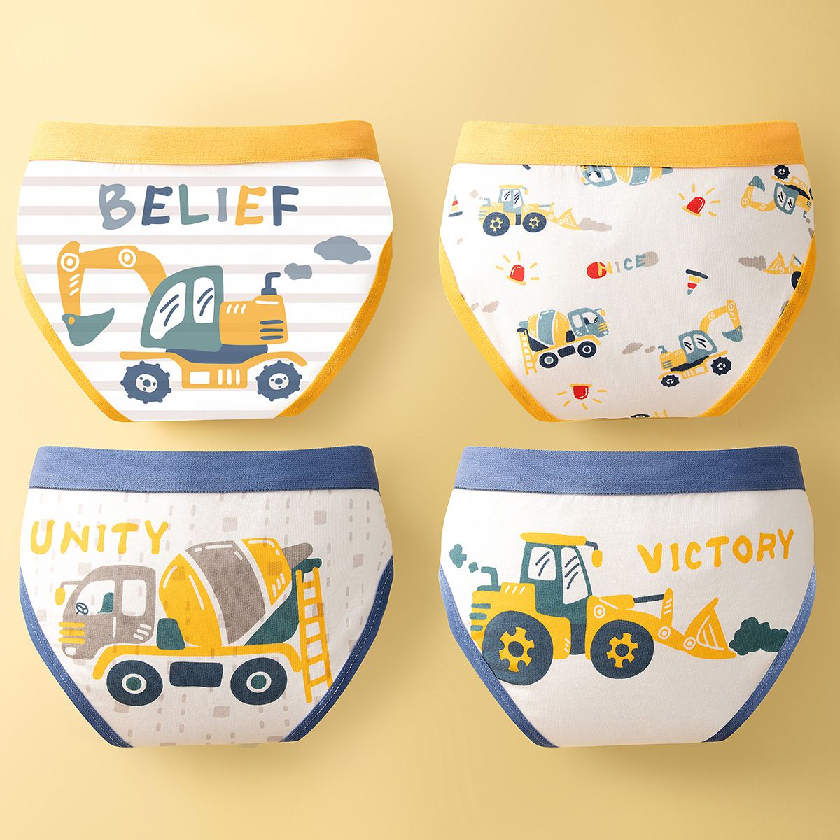 4pcs Children Little Boy Briefs A-class All Cotton Cute Cartoon Kids Trouser Shorts Printed Kids Antibacterial Soft Panties