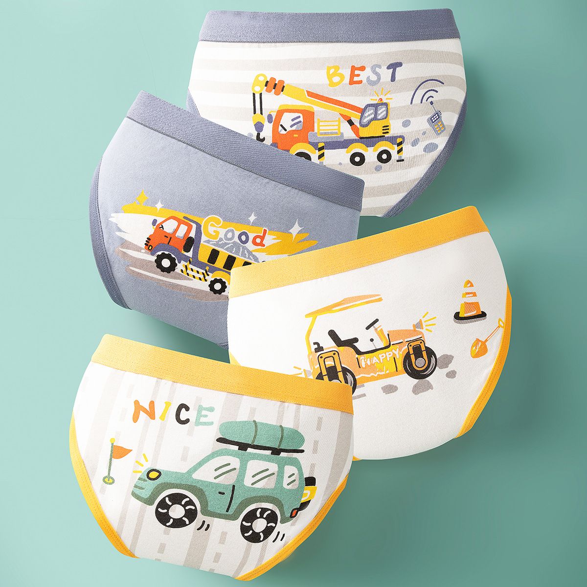 4pcs Children Little Boy Briefs A-class All Cotton Cute Cartoon Kids Trouser Shorts Printed Kids Antibacterial Soft Panties