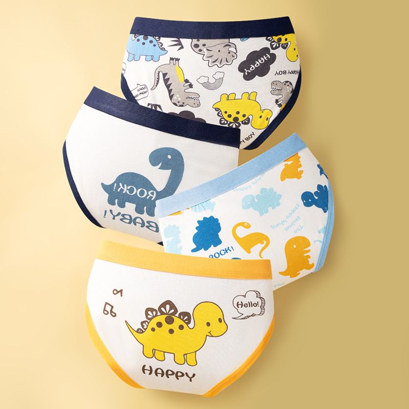 4pcs Children Little Boy Briefs A-class All Cotton Cute Cartoon Kids Trouser Shorts Printed Kids Antibacterial Soft Panties